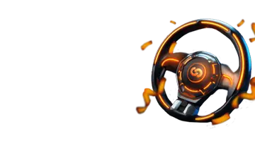 Изображение высокотехнологичного руля, представляющее пятничный бонус в Unlim интернет-казино с динамичной гоночной темой.